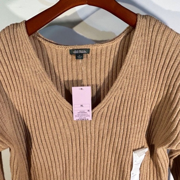 Wild Fable Long Sleeved Ribbed Crop Sweater Brown Size XL - NWT - Picture 2 of 9